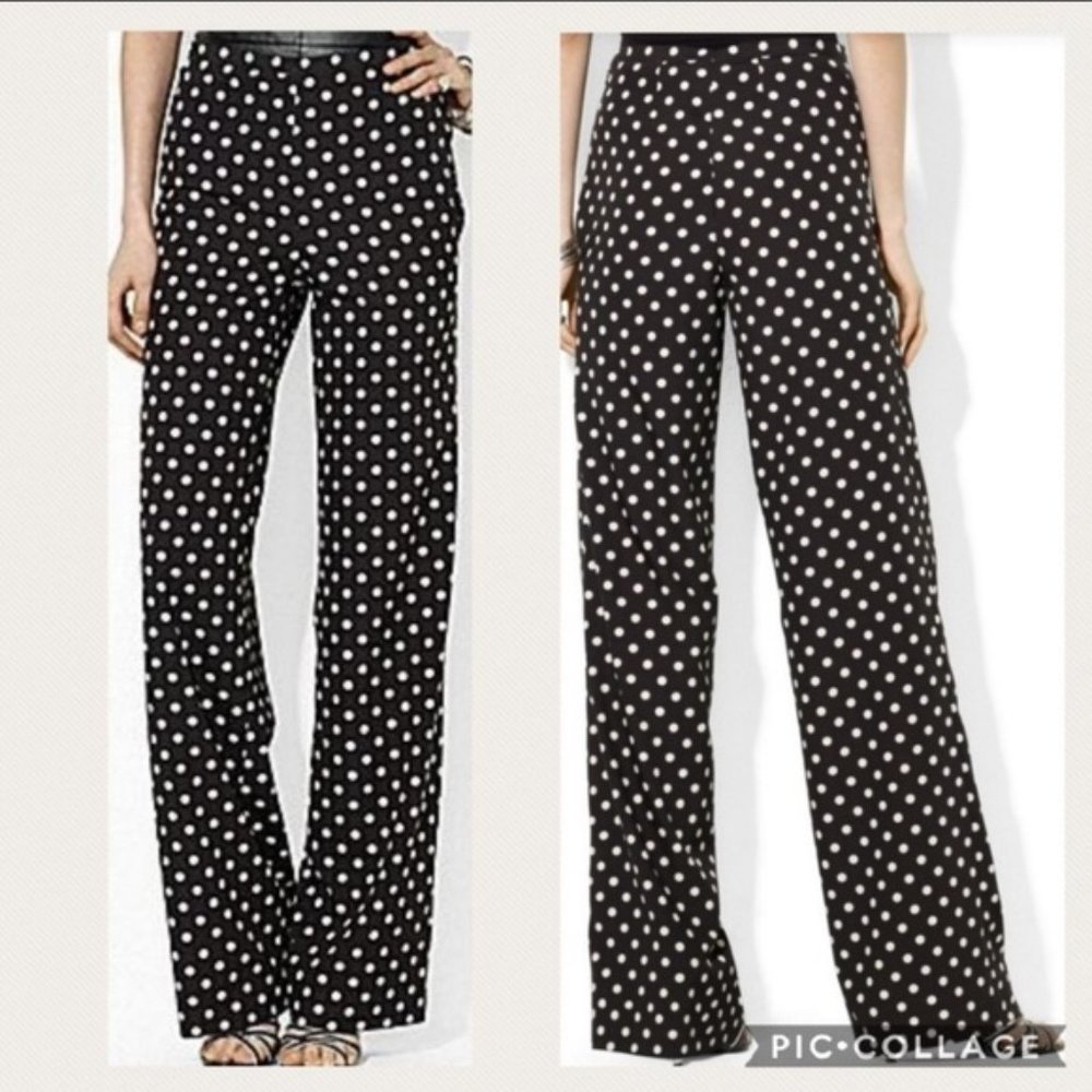100% SILK Ralph Lauren Polka Dot Pants Size 10